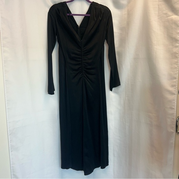 Zara Studio Collection limited edition black A-line V- neck pleated midi dress M - Picture 11 of 17